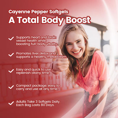 Holiday Haul Cayenne Pepper Softgels Supplement, Supports Leg Vein, Heart and Blood Vessel Health, with Vitamin E D3+K2 and Extracts of Grape Seed, Hawthorn, Beetroot and Others (240 Softge /1 Bag)-MCY